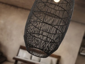 PENDUL TIZNE, 39 CM, NEGRU/NEGRU, DIN METAL SI FIBRE DE HARTIE, STIL MODERN - Img 2