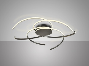 PLAFONIERA CADENCE, CU TELECOMANDA, 100 CM, NEGRU MAT, DIN OTEL SI SILICON, STIL MODERN - Img 2