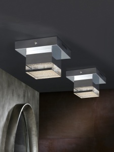 PLAFONIERA PRISMA, 14 CM, CROM/,TRANSPARENT, DIN METAL SI ACRIL, STIL MODERN