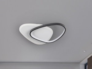 PLAFONIERA ROMO, 45 CM, ALB/NEGRU/OPAL, DIN METAL SI ACRIL, STIL MODERN - Img 2