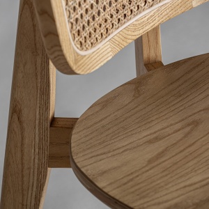 SCAUN ALORA REF. 29589, CULOARE NATURALA, STIL SCANDINAV, DIN LEMN MASIV DE ULM SI RATAN, VIC - Img 5