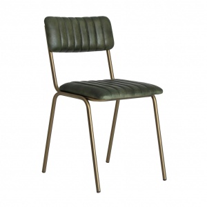 SCAUN CHADRON REF. 26740, VERDE, STIL VINTAGE, DIN FIER SI PIELE DE CAPRA, VIC