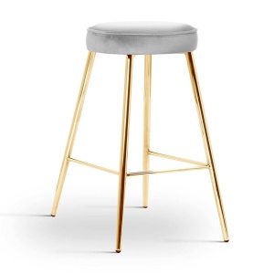 SCAUN DE BAR CIRCO, 60 CM, GRI/AURIU, TAPITERIE DIN CATIFEA SI PICIOARE DIN METAL, STIL MODERN, ATR