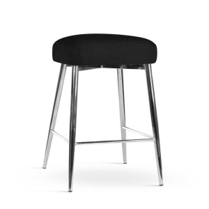 SCAUN DE BAR HIPPO, 60 CM, NEGRU/CROM, TAPITERIE DIN STOFA FINA SI PICIOARE DIN LEMN, STIL MODERN, ATR