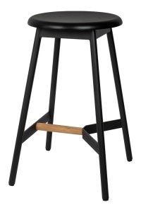 SCAUN DE BAR LAYKO 65, NEGRU, CONFECTIONAT DIN MDF FURNIRUIT SI METAL, STIL MODERN