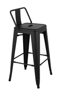 SCAUN DE BAR TOWER NEGRU, CONFECTIONAT DIN METAL, STIL INDUSTRIAL