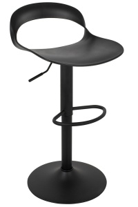 SCAUN DE BAR WRAPP, REGLABIL, NEGRU, CONFECTIONAT DIN PLASTIC SI METAL, STIL MODERN