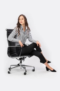 SCAUN DE BIROU AERON PRESTIGE PLUS, NEGRU, PIELE NATURALA SI METAL, STIL MODERN