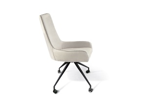 SCAUN DE BIROU DIANE, 88 CM, ALB/NEGRU MAT, TAPITERIE DIN STOFA FINA SI PICIOARE DIN METAL, STIL MODERN - Img 8
