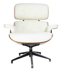 SCAUN DE BIROU LOUNGE BUSINESS, ALB/NUC, PIELE NATURALA SI LEMN DE NUC, STIL MODERN - Img 3