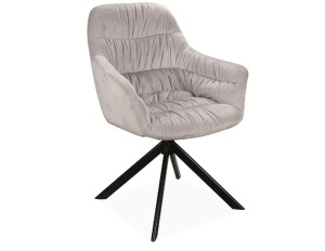 SCAUN DINING ASTORIA II, GRI BLUVEL 03/NEGRU MAT, TAPITERIE DIN CATIFEA SI PICIOARE DIN METAL, STIL MODERN, SIGNAL - Img 1
