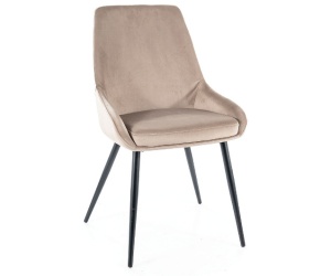 SCAUN DINING COBE, BEJ INCHIS BLUVEL 40/NEGRU MAT, TAPITERIE DIN CATIFEA SI PICIOARE DIN METAL, STIL MODERN - Img 3