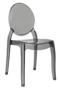 SCAUN DINING ELIZABETH, TRANSPARENT FUMURIU, DIN POLICARBONAT, STIL MODERN