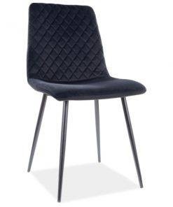 SCAUN DINING IRYS BLUVEL 19, NEGRU/NEGRU MAT, TAPITAT IN CATIFEA/METAL, STIL MODERN, SIGNAL - Img 1