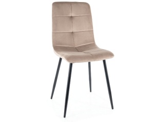 SCAUN DINING IVO, BEJ BLUVEL 40/NEGRU MAT, TAPITERIE DIN CATIFEA SI PICIOARE DIN METAL, STIL MODERN - Img 1