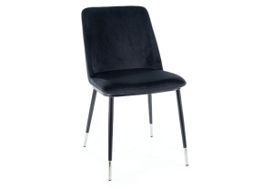 SCAUN DINING JILL, NEGRU BLUVEL 19/NEGRU MAT/CROM, TAPITERIE DIN CATIFEA SI PICIOARE DIN METAL, STIL MODERN - Img 1