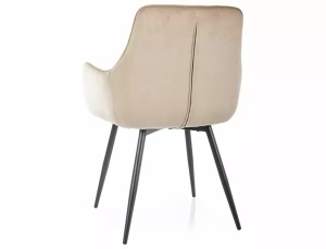 SCAUN DINING LEMON, BEJ BLUVEL 28/NEGRU MAT, TAPITERIE DIN CATIFEA SI PICIOARE DIN METAL, STIL MODERN - Img 3