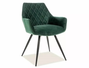 SCAUN DINING LINEA, VERDE BLUVEL 78/NEGRU MAT, TAPITERIE DIN CATIFEA SI PICIOARE DIN METAL, STIL MODERN - Img 1