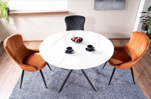 SCAUN DINING LOTUS, SCORTISOARA BLUVEL 4215/NEGRU MAT, TAPITERIE DIN CATIFEA SI PICIOARE DIN METAL, STIL MODERN - Img 5