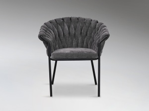 SCAUN DINING MAGMA, 78 CM, GRI INCHIS/NEGRU, TAPITERIE DIN STOFA FINA SI PICIOARE DIN METAL, STIL MODERN - Img 7