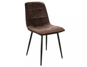 SCAUN DINING MILA, MARO BLUVEL 48/NEGRU MAT, TAPITERIE DIN CATIFEA SI PICIOARE DIN METAL, STIL MODERN - Img 1