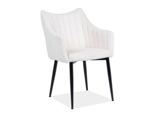 SCAUN DINING MONTE, CREM 23/NEGRU MAT, TAPITERIE DIN CATIFEA FJORD SI PICIOARE DIN METAL, STIL MODERN - Img 1