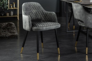 SCAUN DINING, PARIS, DE CULOARE GRI/VERDE DIN CATIFEA, ASPECT INDUSTRIAL, ARTIM GROUP SELECTION