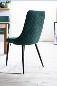 SCAUN DINING PIANO B, VERDE BLUVEL 78/NEGRU MAT, TAPITERIE DIN CATIFEA SI PICIOARE DIN METAL, STIL MODERN - Img 2