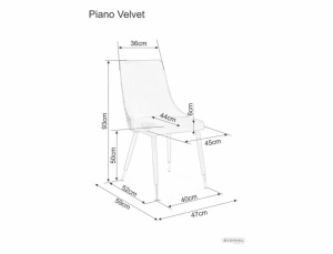 SCAUN DINING PIANO, GRI DESCHIS BLUVEL 03/NEGRU/AURIU, TAPITERIE DIN CATIFEA SI PICIOARE DIN METAL, STIL MODERN - Img 5