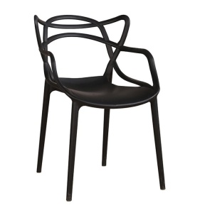 SCAUN DINING/TERASA HILO PREMIUM, NEGRU, DIN POLIPROPILENA, STIL MODERN