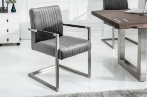 SCAUN, GRI BIG ASTON, CU TAPITERIE DIN CATIFEA, STIL MODERN