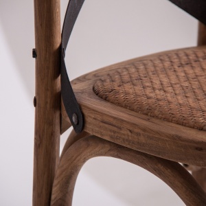 SCAUN LANDES REF. 27035, CULOARE NATURALA, STIL VINTAGE, DIN LEMN DE PIN RECICLAT SI RATAN, VIC - Img 6
