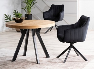 SCAUN PIVOTANT AZALIA, NEGRU BLUVEL 19/NEGRU MAT, TAPITERIE DIN CATIFEA SI PICIOARE DIN METAL, STIL MODERN - Img 3