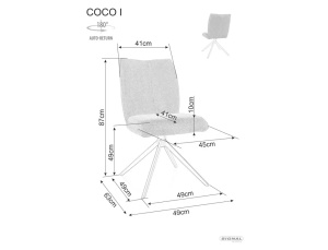 SCAUN PIVOTANT COCO I, CURRY 66/NEGRU MAT, TAPITERIE DIN STOFA VARDO SI PICIOARE DIN METAL, STIL MODERN - Img 3