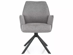 SCAUN PIVOTANT HUGO, GRI 07/NEGRU MAT, TAPITERIE DIN STOFA BREGO SI PICIOARE DIN METAL, STIL MODERN - Img 2
