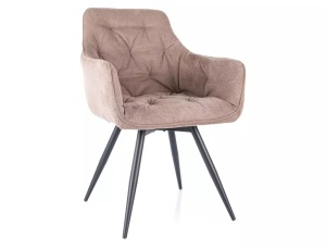 SCAUN PIVOTANT MANGO, BEJ 35/NEGRU MAT, TAPITERIE DIN STOFA VARDO SI PICIOARE DIN METAL, STIL MODERN - Img 1