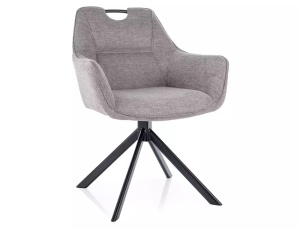 SCAUN PIVOTANT REMO, GRI 07/NEGRU MAT, TAPITERIE DIN STOFA BREGO SI PICIOARE DIN METAL, STIL MODERN - Img 1