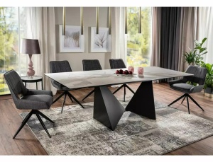 SCAUN PIVOTANT TELLO, GRI INCHIS 16/NEGRU MAT, TAPITERIE DIN STOFA BJORN SI PICIOARE DIN METAL, STIL MODERN - Img 4