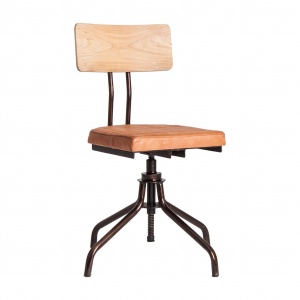 SCAUN STRYI REF. 26831, CULOARE NATURALA, STIL VINTAGE, DIN FIER SI PIELE NATURALA, VIC