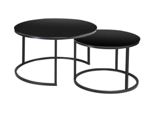 SET 2 MASUTE DE CAFEA ATLANTA D, 60/80 CM, NEGRU/NEGRU MAT, BLAT DIN STICLA SECURIZATA SI CADRU DIN METAL, STIL MODERN - Img 1