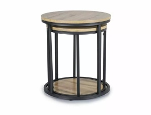 SET 2 MASUTE DE CAFEA INTO, 35/40 CM, STEJAR ARTISAN/NEGRU, BLAT DIN MDF, FURNIR NATURAL SI CADRU DIN METAL, STIL MODERN - Img 3