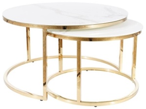 SET 2 MASUTE DE CAFEA MUSE, 60/80 CM, EFECT DE MARMURA ALBA/AURIU, BLAT DIN STICLA SECURIZATA SI CADRU DIN METAL, STIL MODERN - Img 1