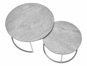 SET 2 MASUTE DE CAFEA PORTAFINO A, 45/60 CM, EFECT DE PIATRA GRI/CROM, BLAT DIN CERAMICA SI CADRU DIN METAL, STIL MODERN - Img 2