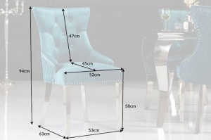 SET 2 SCAUNE, DE LUX, CASTLE, DIN CATIFEA TURCUOAZ SI METAL INOXIDABIL, DESIGN BAROC, ARTIM GROUP - Img 7