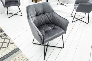 SET 2 SCAUNE, LOFT, TAPITAT IN CATIFEA GRI/ARGINTIU, STIL INDUSTRIAL, ARTIM GROUP SELECTION