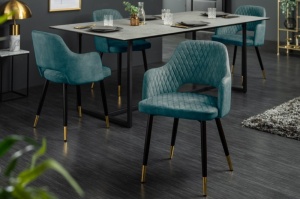 SET 2 SCAUNE, PARIS, DE CULOARE VERDE PETROL, DIN CATIFEA, COD 42292, ASPECT RETRO
