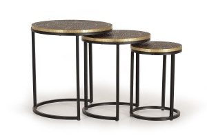 SET 3 MASUTE DE CAFEA NINA, BRONZ MARO/NEGRE, DIN METAL, STIL VINTAGE