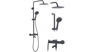 SET DE DUS REA LUNGO CU TERMOSTAT, NEGRU, DIN ALAMA, CALITATE SUPERIOARA