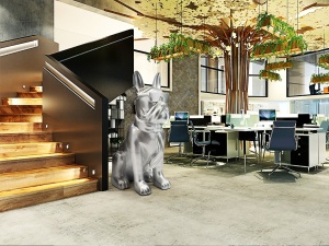 STATUETA DECORATIVA BULLDOG FRANCES, 105x148 CM, DIN FIBRE DE STICLA SI POLIESTER, STIL MODERN