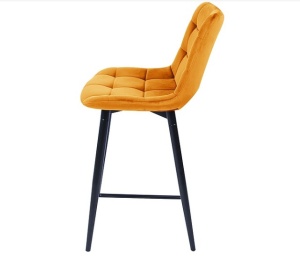 STOC 2 BUC!!! SCAUN DE BAR CHIC H-2, CURRY BLUVEL 68/NEGRU MAT, TAPITERIE DIN CATIFEA SI PICIOARE DIN METAL, STIL MODERN - Img 2